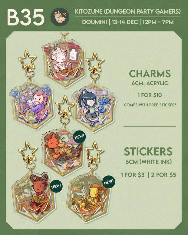 Baldur's Gate 3 Keychain Charms - 1 for $10 (comes with free sticker) - Stickers 1 for $3, 2 for $5